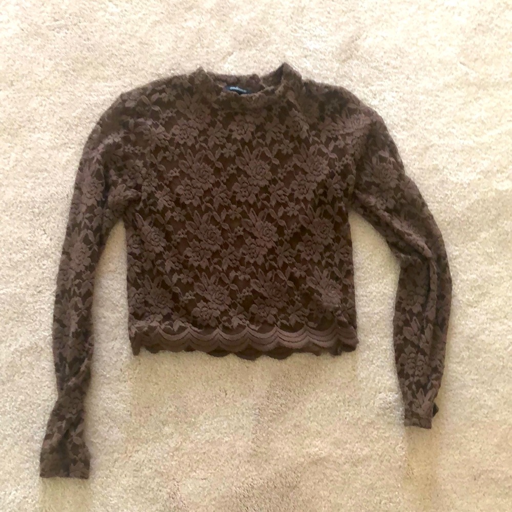 Sheer Brown Lace Top